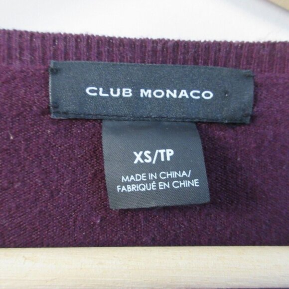Club Monaco Milah Sweater Women XS Burgundy Viscose Wrap Tie Waist Wool 272 - Picture 4 of 10